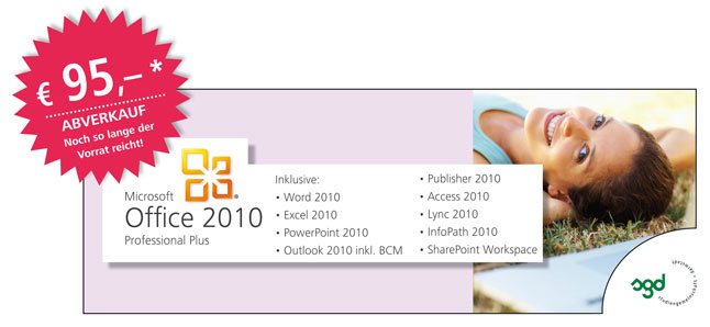 Exklusiv bei cobra. Microsoft Office 2010 Professional Plus für SGD-Studenten