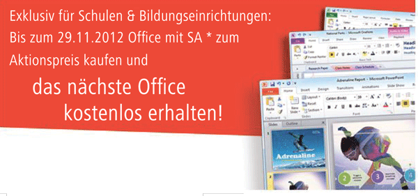 Nur bis 29.11.12 für Bildungseinrichtungen: Zum Aktionspreis kaufen und das nächste Office kostenfrei erhalten