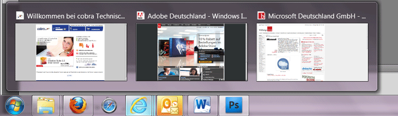 Die Windows 7 Taskleiste Vorschau