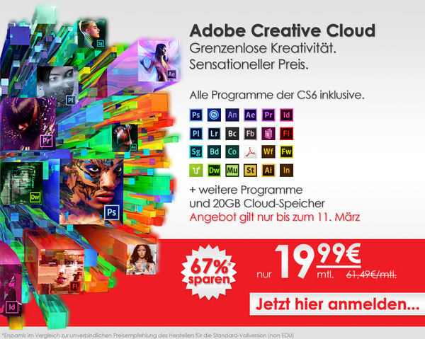 Die Adobe Creative Cloud zum Einstiegspreis